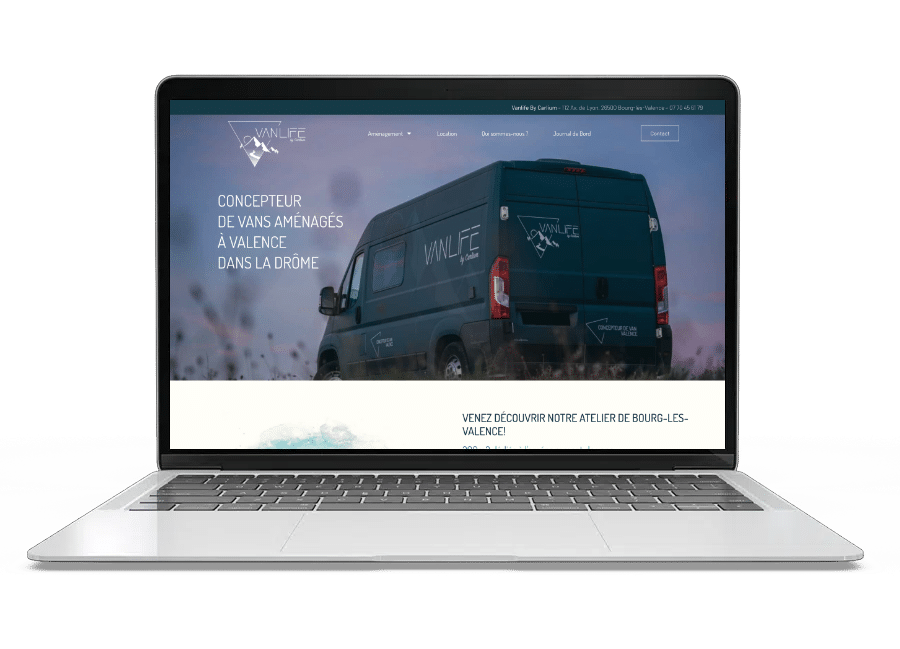 Aperçu du site internet Vanlife by Carlium sur un ordinateur portable