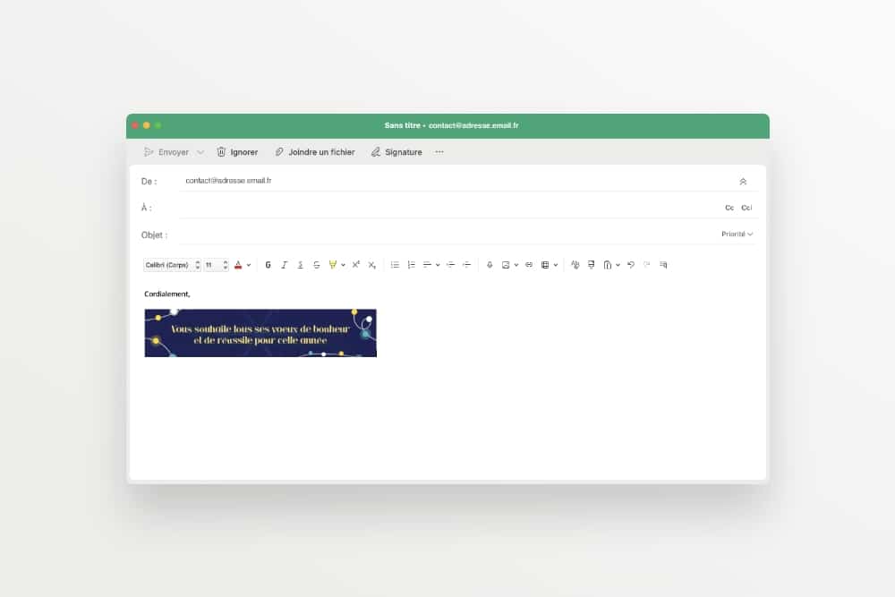 Aperçu de la signature de mail des voeux de Cap Conseil Avocats dans une fenetre d'e-mail