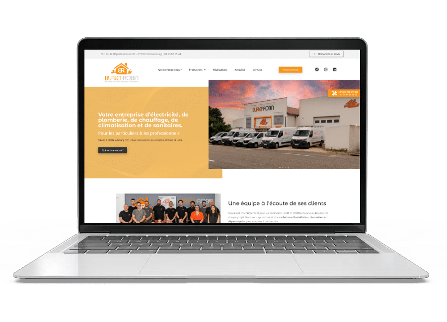 Aperçu du site internet de Burlet-Robin sur un ordinateur portable