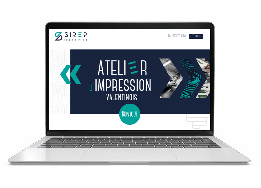 Aperçu du site internet de SIREP Impressions sur un ordinateur portable