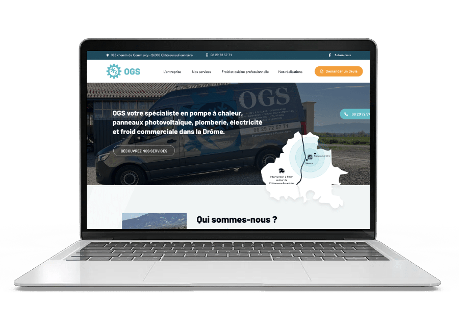 Aperçu du site internet de OGS 26 sur un ordinateur portable