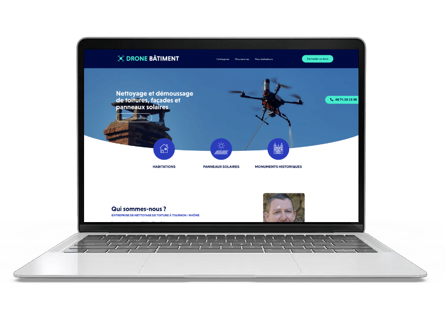 Aperçu du site internet de Drone Batiment sur un ordinateur portable