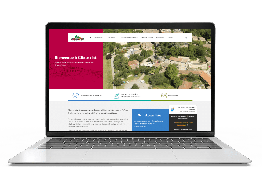 Aperçu du site internet de la mairie de Cliousclat sur un ordinateur portable