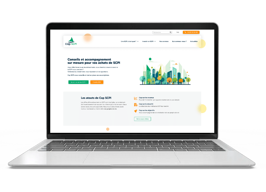 Aperçu du site internet de la société CAP SCPI sur un ordinateur portable