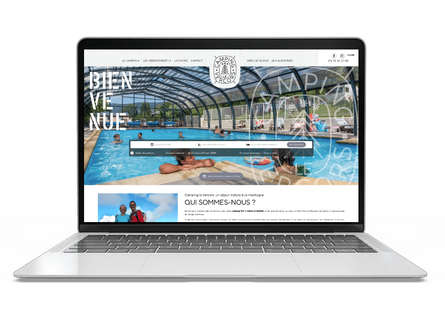 Aperçu du site internet du Camping le Vercors sur un ordinateur portable