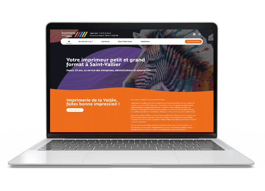 Aperçu du site internet d'Imprimerie de la Vallée sur un ordinateur portable