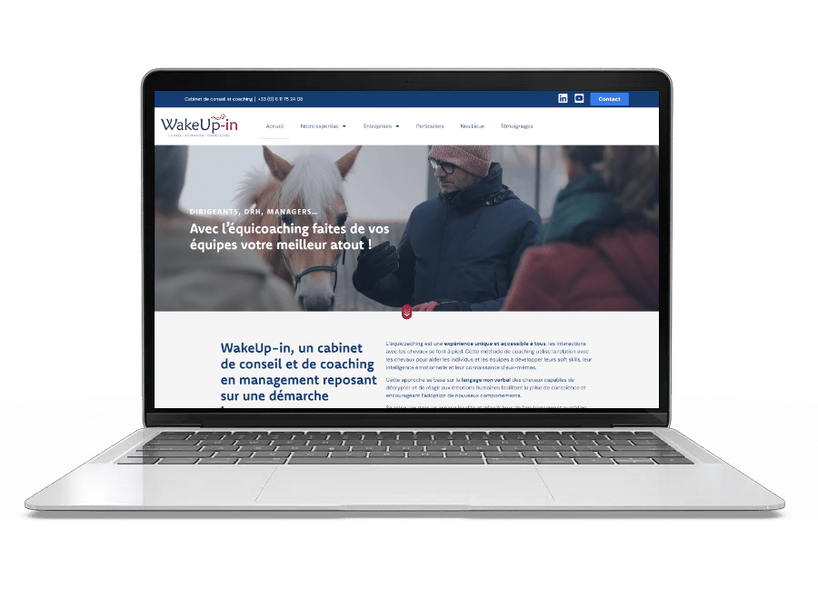 Aperçu du site internet de WakeUp-in sur un ordinateur portable