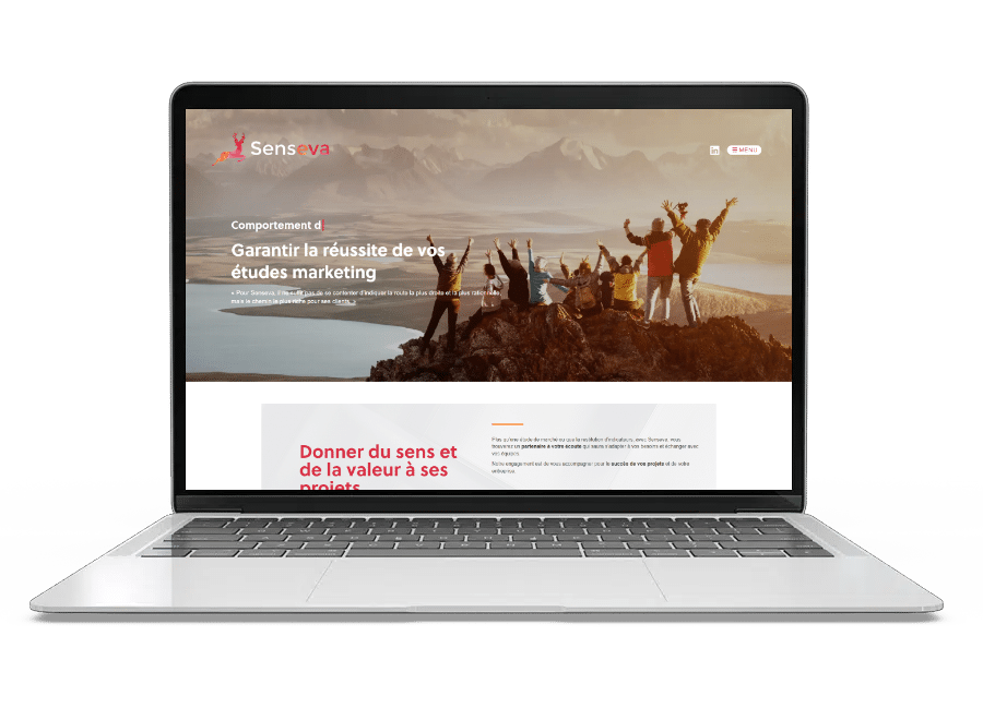 Aperçu du site internet de Senseva sur un ordinateur portable