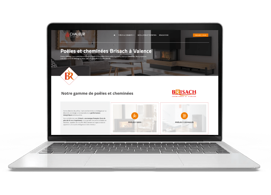 Aperçu du site internet de Chaleur&Design sur un ordinateur portable