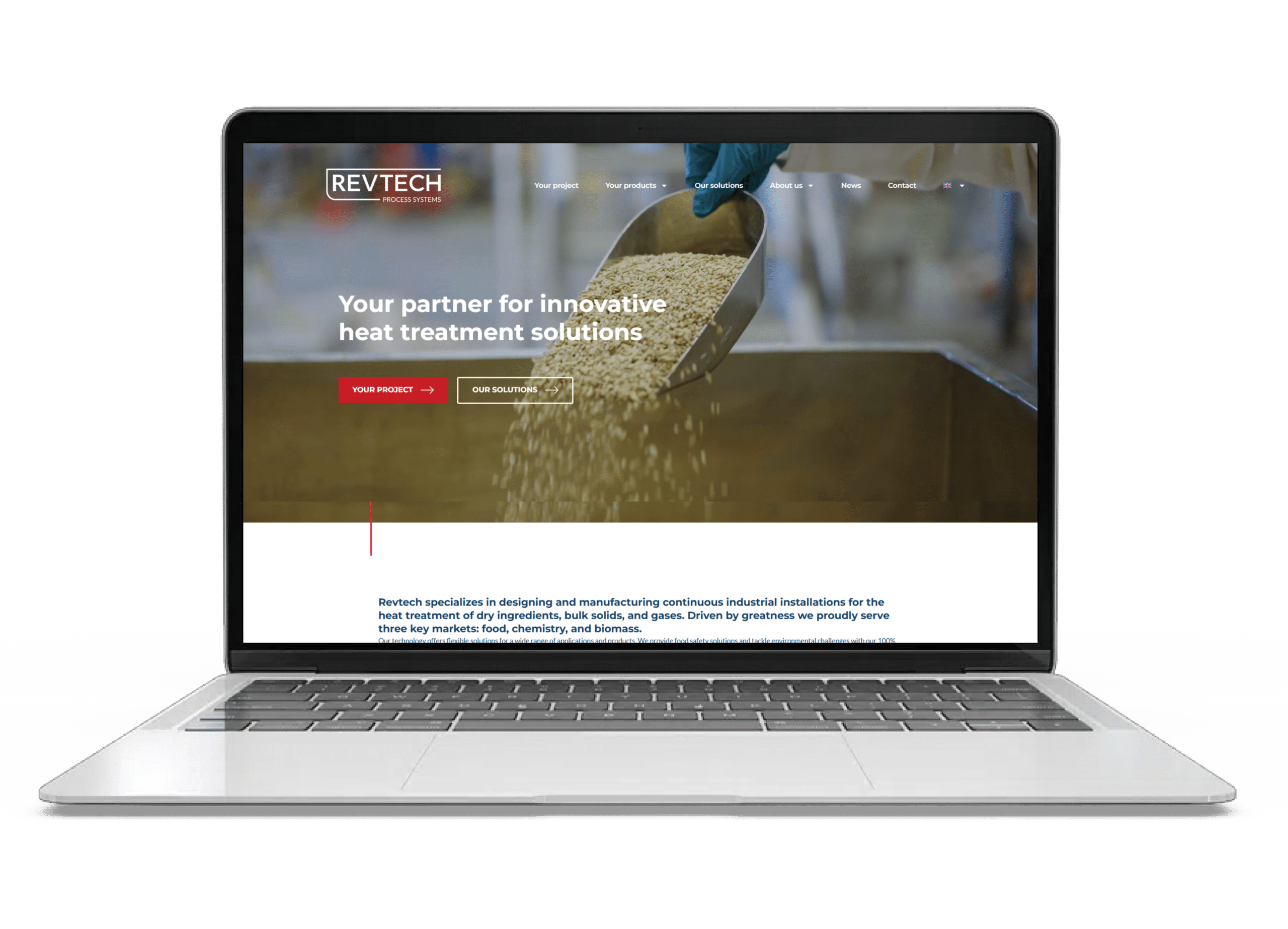 Aperçu du site internet de RevTech sur un ordinateur portable