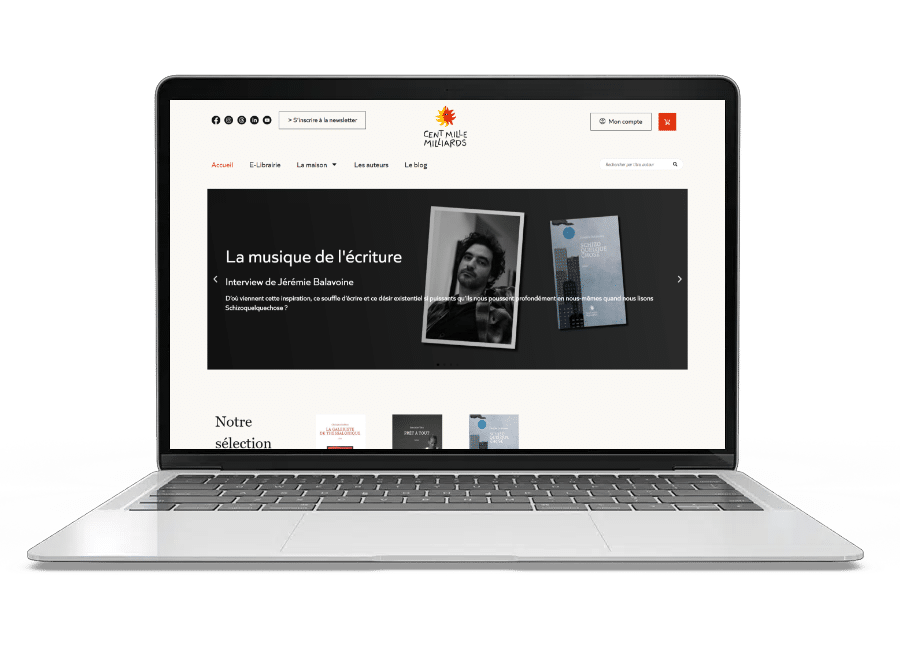 Aperçu du site internet de cent mille milliards sur un ordinateur portable