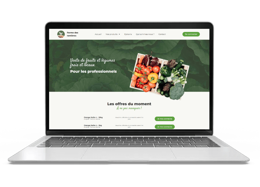 Aperçu du site internet de la Ferme des Ramières sur un ordinateur portable