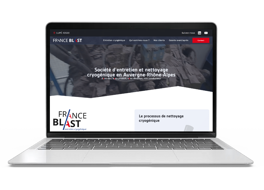 Aperçu du site internet de France Blast sur un ordinateur portable