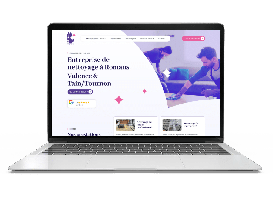 Aperçu du site internet de JPBV propreté en version desktop