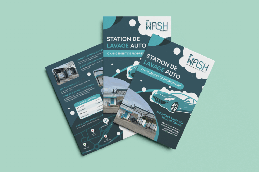 Flyer A5 station lavage The Wash Romans sur Isère