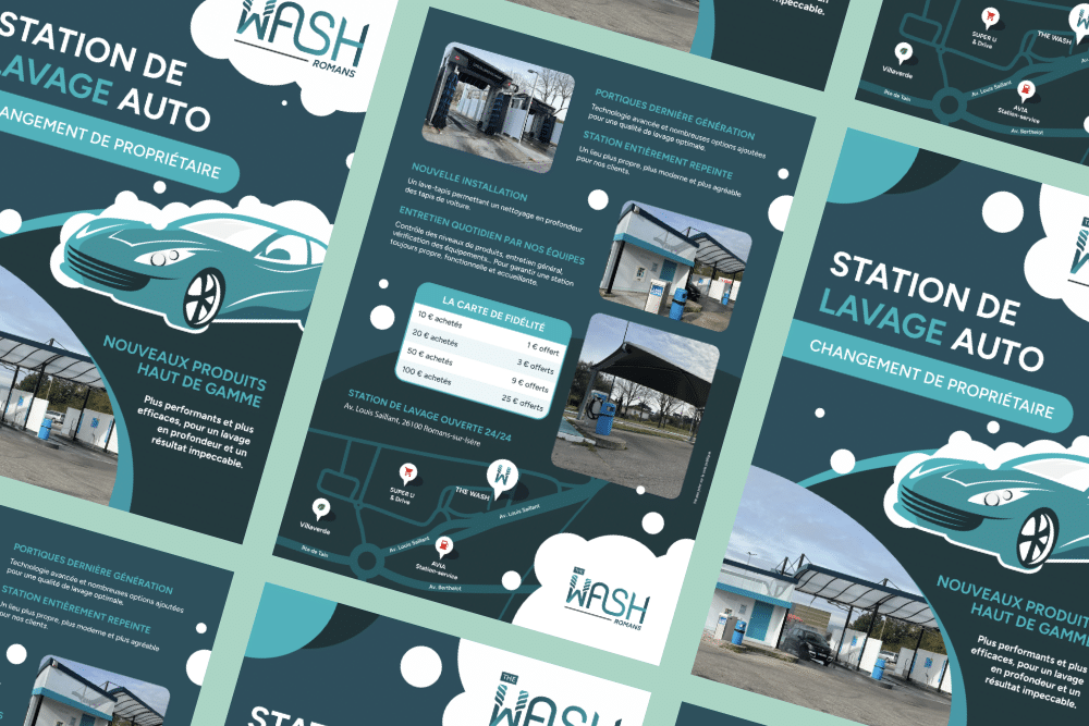 Flyer A5 station lavage The Wash Romans sur Isère