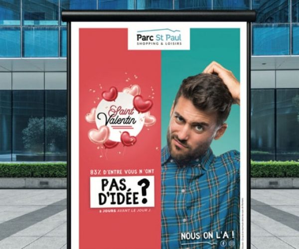 Abri bus graphisme pour le Parc Saint Paul